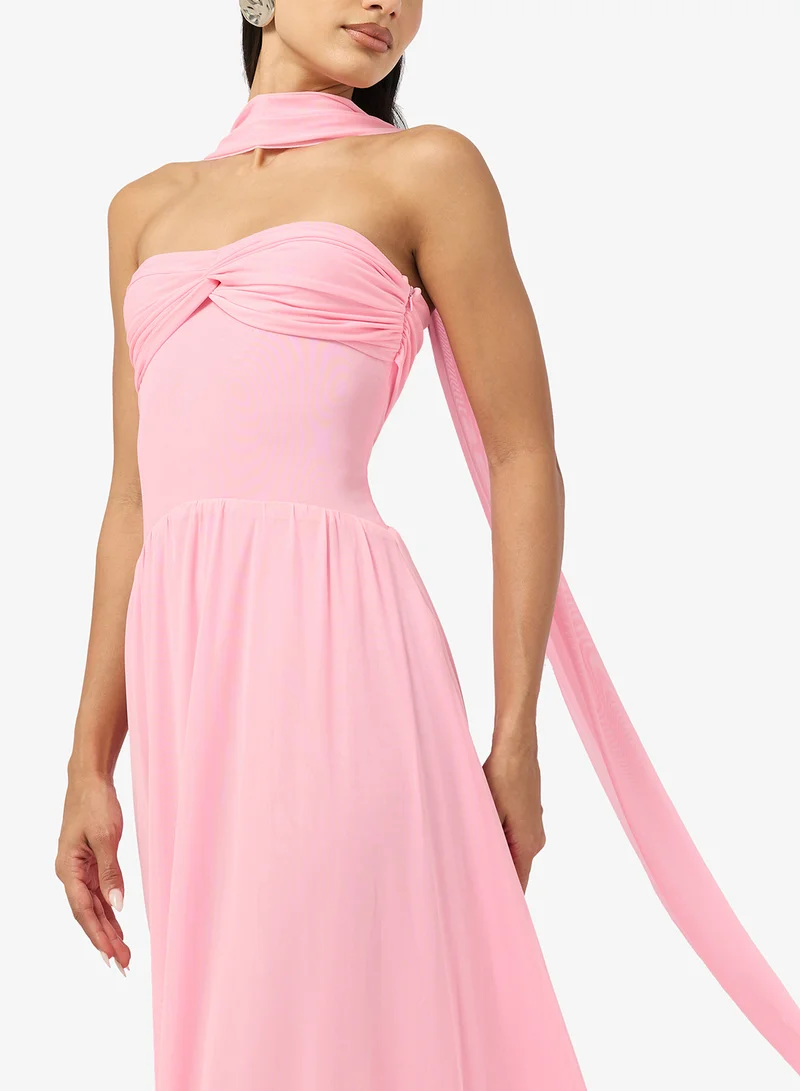 Ginger  Sweetheart Neckline Mesh Dress with Scarf for Women | Best Price UAE